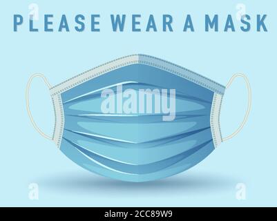 Please wear mask sign illustration Stock Vector