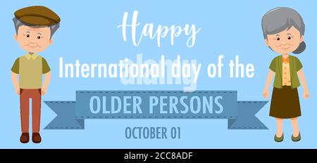 International Day of the Older Persons 1st October logo with a old couple illustration Stock Vector