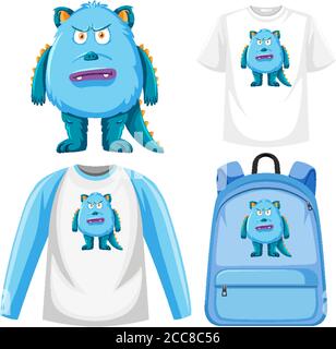 Set of clothe monster theme illustration Stock Vector