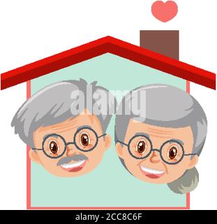 Happy grandparents logo on white background illustration Stock Vector