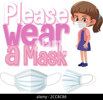 Please wear a mask sign template illustration Stock Vector