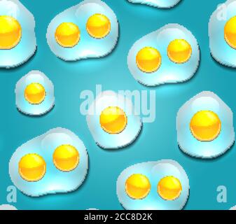 Seamless texture with fried eggs. Omelette. Vector background for your creativity Stock Vector