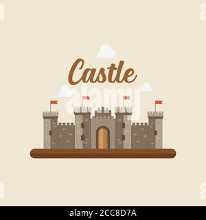 Castle in flat style design. Vector illustration Stock Vector