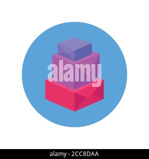 Vector flatl illustration of a pyramid of multi-colored boxes. Vector icon for your creativity Stock Vector