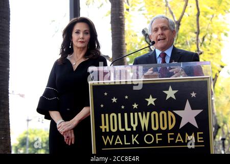 LOS ANGELES - APR 3:  Lynda Carter, Les Moonves at the Lynda Carter Star Ceremony on the Hollywood Walk of Fame on April 3, 2018 in Los Angeles, CA Stock Photo