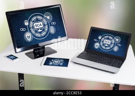 Sca concept shown on different information technology devices Stock Photo