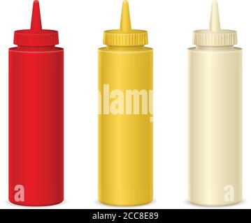 Sauce bottles on a white background. Vector illustration. Stock Vector