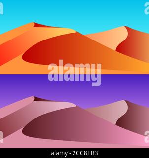 Set of desert landscape illustrations. Day and night. Vector background for your creativity Stock Vector