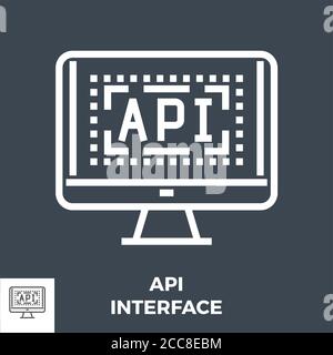 API Interface Thin Line Vector Icon Stock Vector