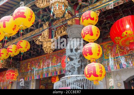 Taipei, Taiwan - Lantern at Bangka Qingshan Temple in Taipei, Taiwan. The temple was originally built in 1856. Stock Photo