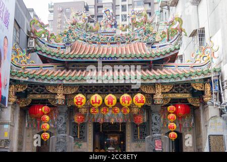 Taipei, Taiwan - Bangka Qingshan Temple in Taipei, Taiwan. The temple was originally built in 1856. Stock Photo