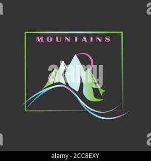 Neon mountain logo Stock Vector