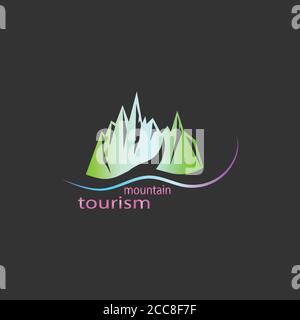 Vector neon mountain logo Stock Vector