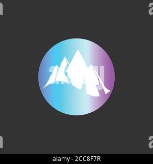 Vector template mountains gradient green neon design on gray background Stock Vector