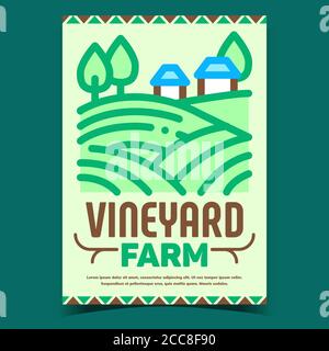 Vineyard Farm Creative Advertising Poster Vector Stock Vector