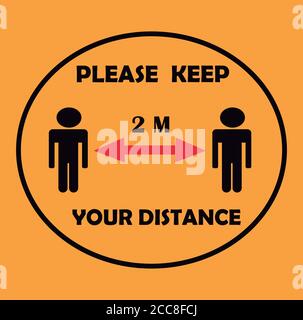 Social Distancing Instruction and Information.Please Keep 2 M Your Distance. Prevention of Coronavirus Covid-19.Banner, Poster Template. Stock Vector