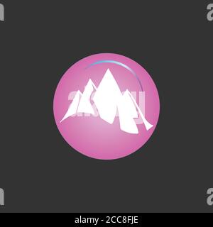 Vector template mountains gradient green neon design on gray background Stock Vector