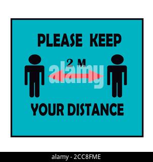 Social Distancing Instruction and Information.Please Keep 2 M Your Distance. Prevention of Coronavirus Covid-19.Banner , Poster Template. Stock Vector