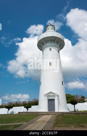 Pingtung County, Taiwan - Eluanbi Lighthouse at Eluanbi Park in Hengchun Township, Pingtung County, Taiwan. It was originally built in 1883. Stock Photo