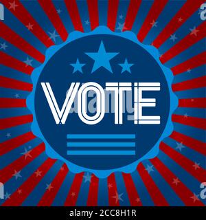 Vote badge with american colors. Presidential elections. Vector illustration. Stock Vector