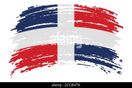 Dominican Republic flag in grunge brush stroke, vector Stock Vector