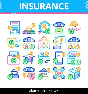 Insurance All-purpose Collection Icons Set Vector Stock Vector