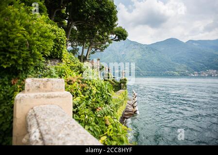 Villa Balbianello. Lake Como. Italy - July 19, 2019: View of Lake Como from Old Villa Terrace. Italy. Stock Photo