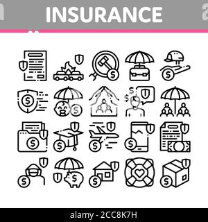 Insurance All-purpose Collection Icons Set Vector Stock Vector