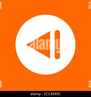 Previous track sign icon. In white circle on a orange background. Stock Vector