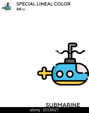 Submarine Special lineal color vector icon. Illustration symbol design template for web mobile UI element. Stock Vector