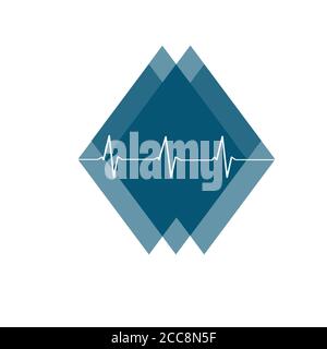 Cardiology illustration vector logo design health care medical logo. Stock Vector