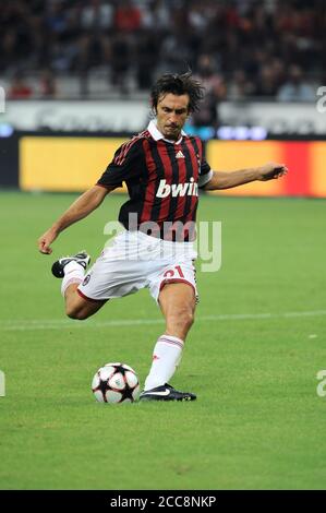 Milan, Italy ,18 August 2009, 'G.MEAZZA SAN SIRO ' Stadium, Trofeo Berlusconi  2009/2010,AC Milan - FC Juventus:  Andrea Pirlo in action during the match Stock Photo