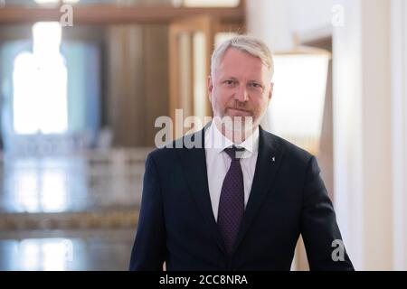 Berlin, Germany. 20th Aug, 2020. Sebastian Scheel (Die Linke), designated Senator for Urban Development of Berlin, comes to the presentation of his certificate of appointment in the Red City Hall. Scheel succeeds the resigned urban development senator Lompscher. Credit: Christoph Soeder/dpa/Alamy Live News Stock Photo