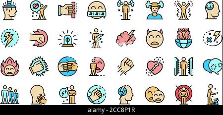 Rage icons set vector flat Stock Vector