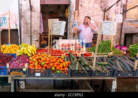 The Ballaro Market in the Albergheria district of central Palermo, Sicily, Italy. Stock Photo