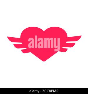 Flying heart illustration vector logo design. Stock Vector