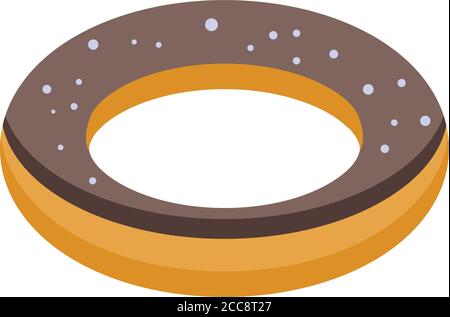 Gluttony chocolate donut icon, isometric style Stock Vector