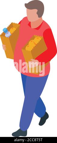 Gluttony full food packets icon, isometric style Stock Vector