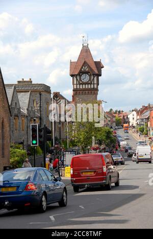 The Barrett-Browning memorial clock tower, Ledbury, Herefordshire, England Stock Photo