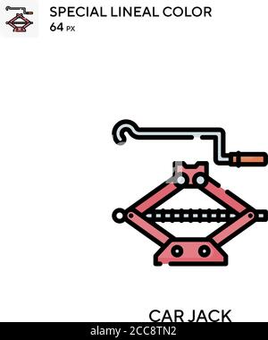 Car jack Special lineal color vector icon. Illustration symbol design template for web mobile UI element. Stock Vector