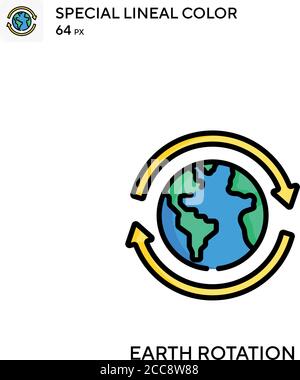 Earth rotation Special lineal color vector icon. Illustration symbol design template for web mobile UI element. Stock Vector