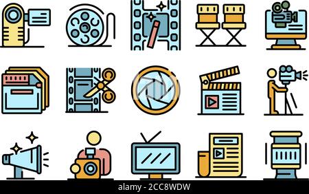 Cameraman icons set vector flat Stock Vector