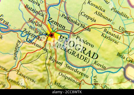 Geographic map of European country Serbia and Vojvodina state autonomy  Stock Photo - Alamy