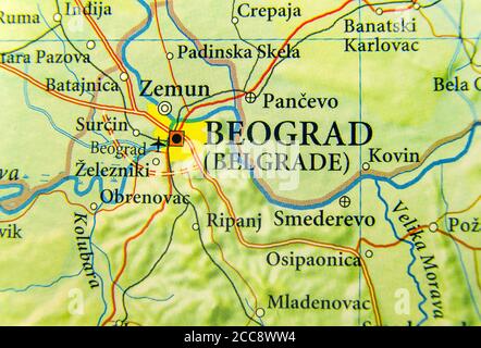 Geographic map of European country Serbia with Belgrade city Stock Photo
