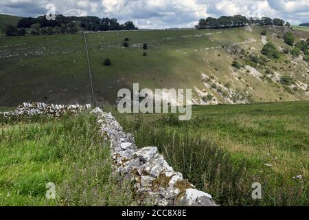 View across Wolfescote Dale from Alstonefield, Peak District National Park, Staffordshire Stock Photo