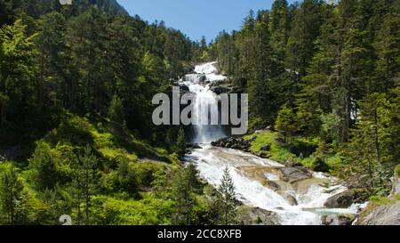 The waterfall at Pont d'Espagne, near Cauterets, Pyrenees, France Stock Photo