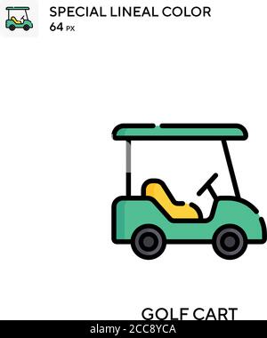 Golf cart Special lineal color vector icon. Illustration symbol design template for web mobile UI element. Stock Vector