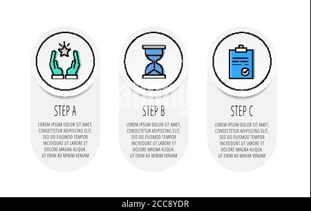 Infographics with three circles and labels. Abstract vector template. Can be used for three diagrams, banner, workflow layout, presentations, flowchar Stock Vector