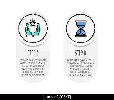 Infographics with two circles and arrows. Abstract vector template. Can be used for two diagrams, business, web, workflow layout, presentations Stock Vector