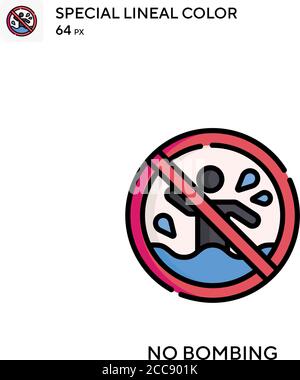 No bombing Special lineal color vector icon. Illustration symbol design template for web mobile UI element. Stock Vector